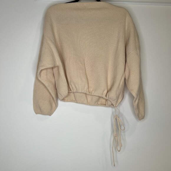 Cream Sweater - Off the shoulder, oversize sleeve with tie waist - Elan Medium - Picture 2 of 5